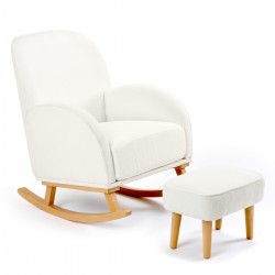 Babymore Freya Nursing Chair with Footstool, Off White Bouclé