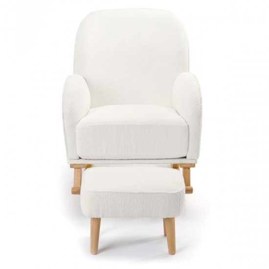 Babymore Freya Nursing Chair with Footstool, Off White Bouclé