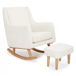 Babymore Ida Nursing Chair with Footstool, Off White Bouclé