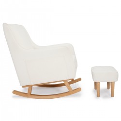 Babymore Ida Nursing Chair with Footstool, Off White Bouclé