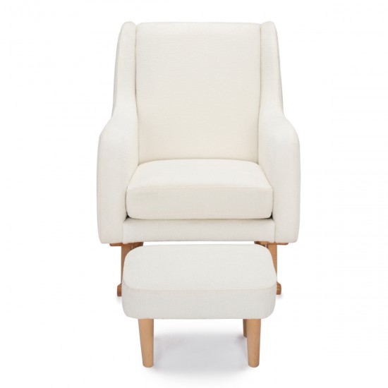 Babymore Ida Nursing Chair with Footstool, Off White Bouclé