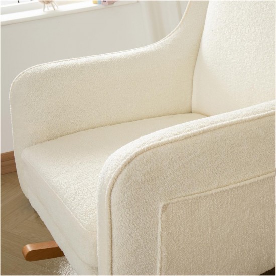 Babymore Ida Nursing Chair with Footstool, Off White Bouclé
