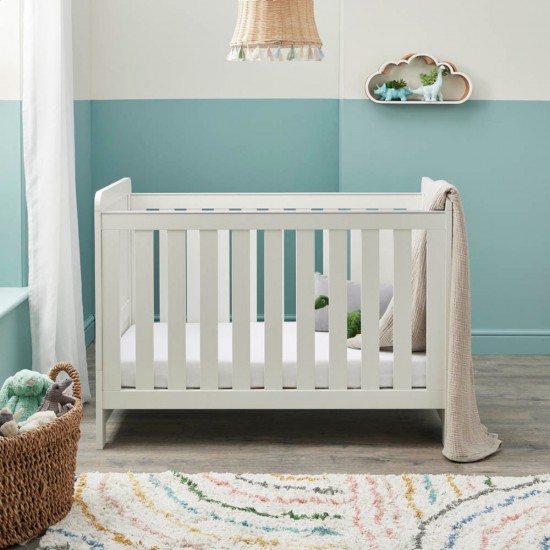 Babymore Caro Mini Cot Bed, White Wash