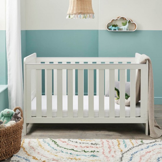 Babymore Caro Cot Bed, White Wash