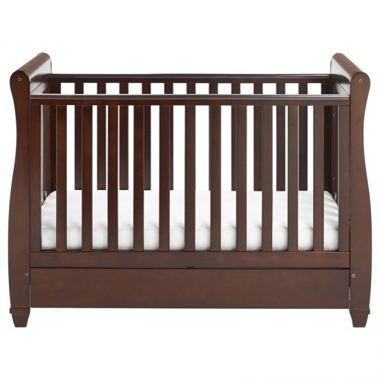 Babymore Eva Sleigh Drop Side Cot Bed, Brown