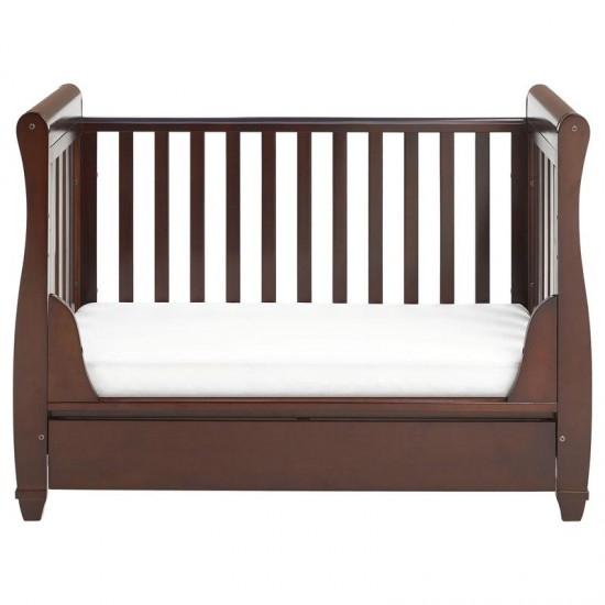 Babymore Eva Sleigh Drop Side Cot Bed, Brown