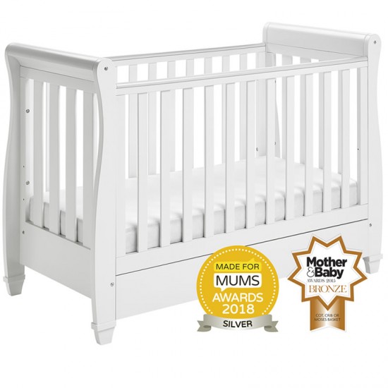 Babymore Eva Sleigh Drop Side Cot Bed, White