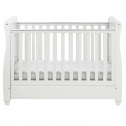 Babymore Eva Sleigh Drop Side Cot Bed, White Babymore Eva Sleigh Drop Side Cot Bed, White