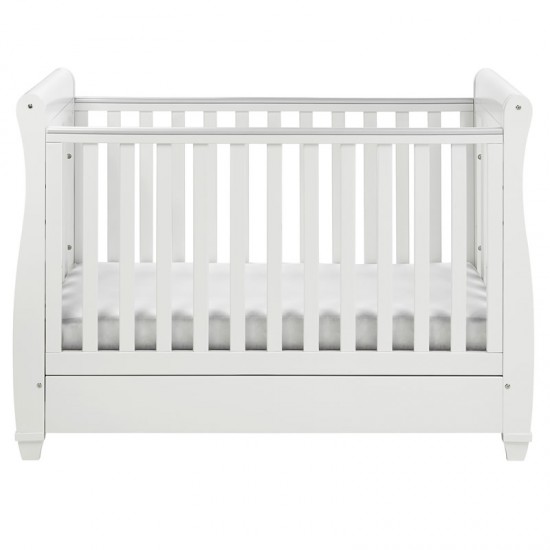 Babymore Eva Sleigh Drop Side Cot Bed, White