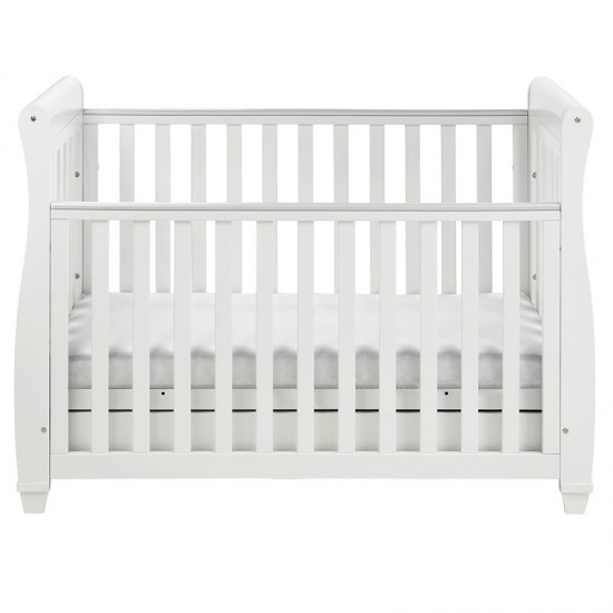 Babymore Eva Sleigh Drop Side Cot Bed, White