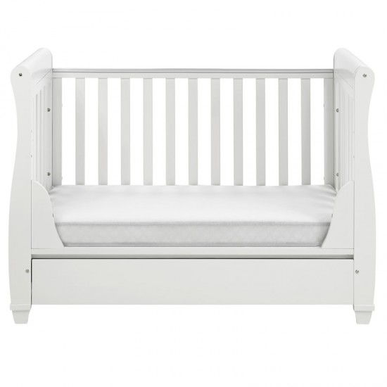 Babymore Eva Sleigh Drop Side Cot Bed, White