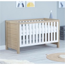 Babymore Luno Cot Bed, Warm Oak & White