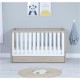 Babymore Luno Cot Bed with Drawer, Warm Oak & White