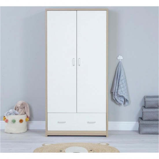 Babymore Luno Veni Wardrobe, Warm Oak & White