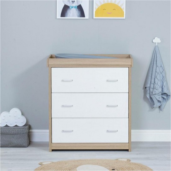 Babymore Veni 2 Piece Room Set with Drawer, Warm Oak & White