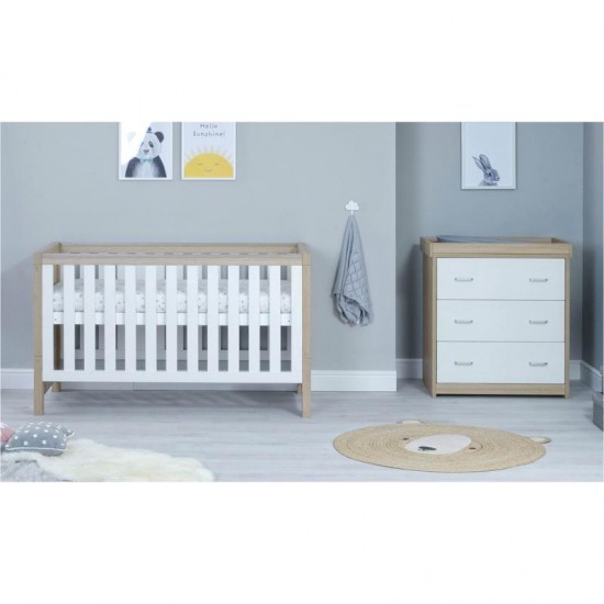 Babymore Luno 2 Piece Room Set, Warm Oak & White