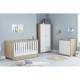 Babymore Luno 3 Piece Room Set with Drawer, Warm Oak & White