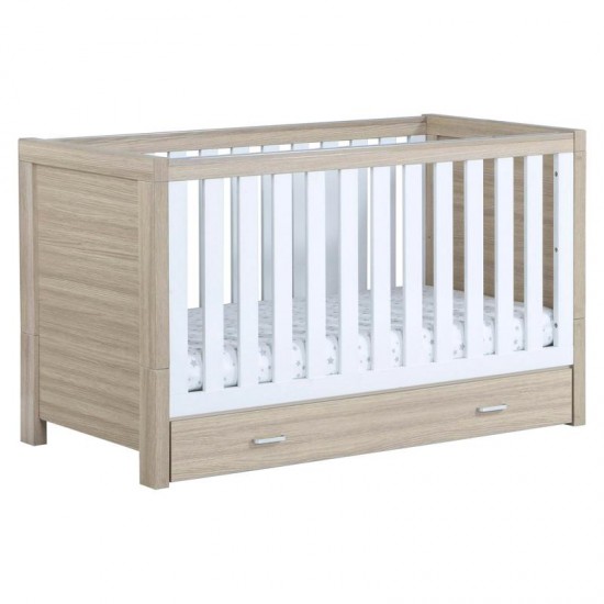 Babymore Luno 2 Piece Room Set with Drawer, Warm Oak & White
