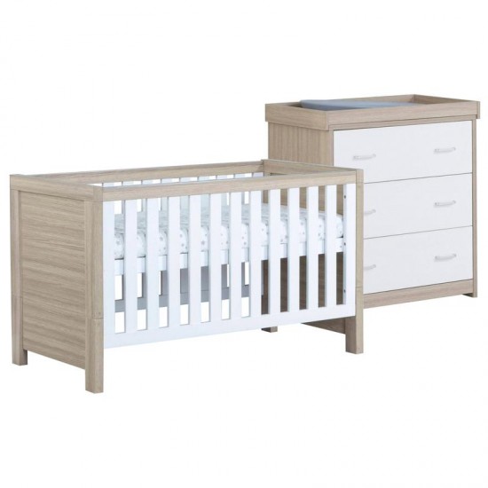 Babymore Luno 2 Piece Room Set, Warm Oak & White