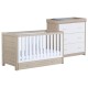 Babymore Luno 2 Piece Room Set with Drawer, Warm Oak & White