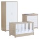 Babymore Luno 3 Piece Room Set with Drawer, Warm Oak & White