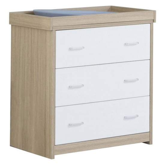 Babymore Luno 2 Piece Room Set with Drawer, Warm Oak & White