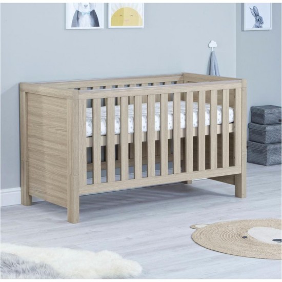 Babymore Luno Cot Bed, Warm Oak