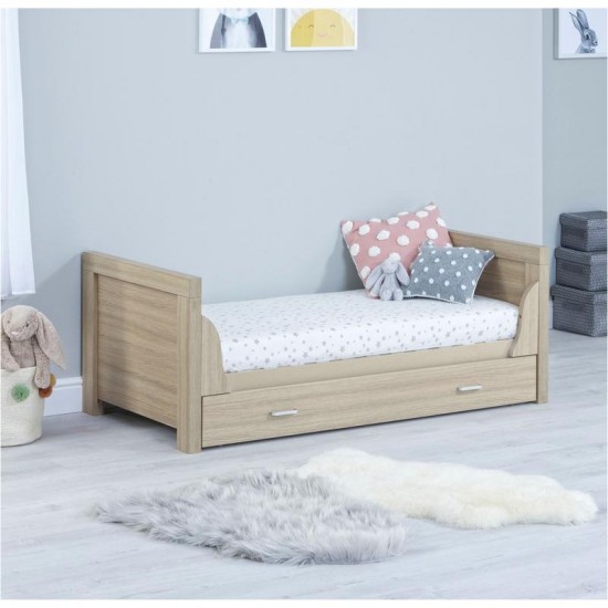 Babymore Luno Cot Bed with Drawer, Warm Oak