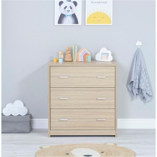 Babymore Luno 3 Piece Room Set with Drawer, Warm Oak