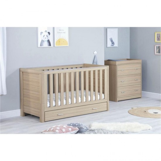 Babymore Luno 2 Piece Room Set with Drawer, Warm Oak