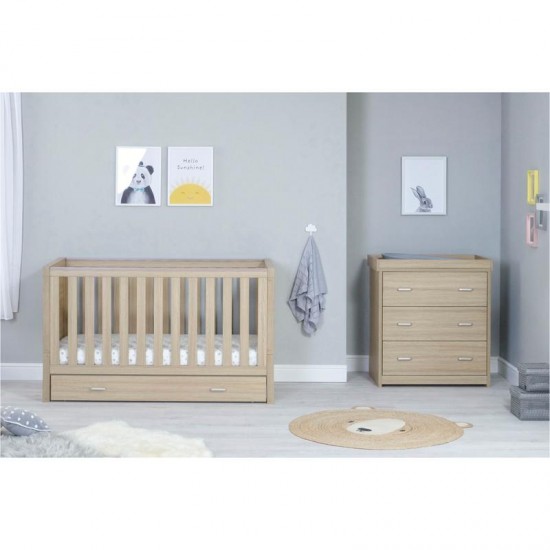 Babymore Luno 2 Piece Room Set with Drawer, Warm Oak