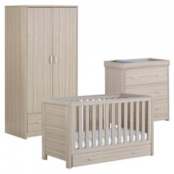 Babymore Luno 3 Piece Room Set with Drawer, Warm Oak