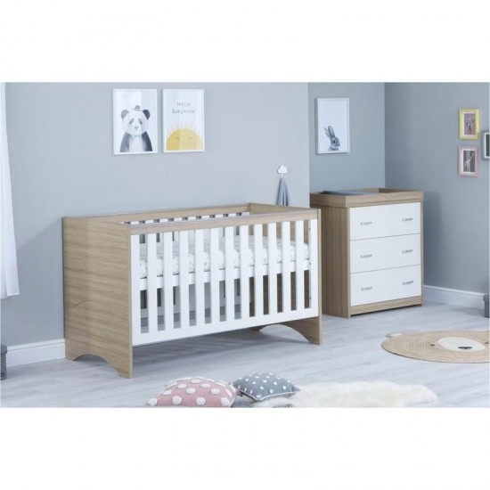 Babymore Veni 2 Piece Room Set, Warm Oak & White