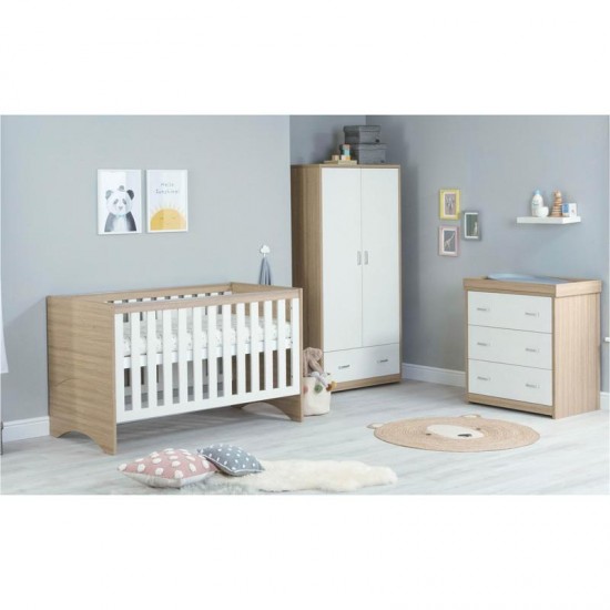 Babymore Veni 3 Piece Room Set, Warm Oak & White