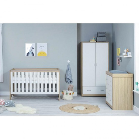 Babymore Veni 3 Piece Room Set, Warm Oak & White