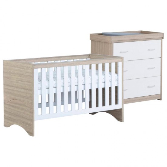 Babymore Veni 2 Piece Room Set, Warm Oak & White