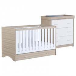 Babymore Veni 2 Piece Room Set with Drawer, Warm Oak & White