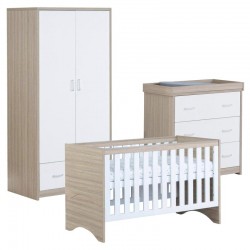 Babymore Veni 3 Piece Room Set, Warm Oak & White