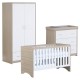 Babymore Veni 3 Piece Room Set, Warm Oak & White