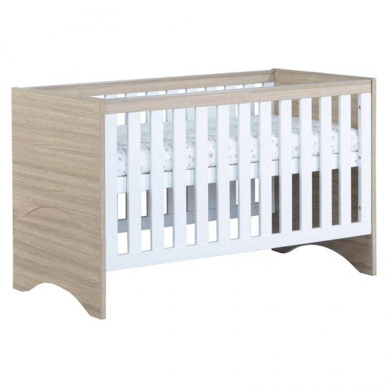 Babymore Veni Cot Bed, Warm Oak & White