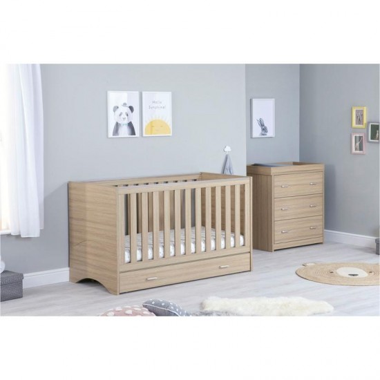 Babymore Veni 2 Piece Room Set with Drawer, Warm Oak