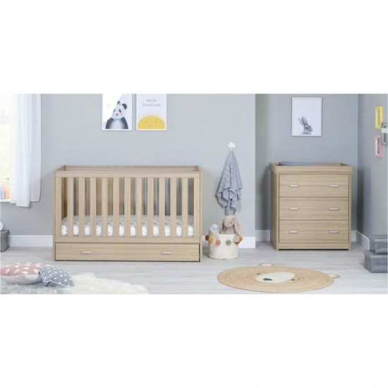 Babymore Veni 2 Piece Room Set with Drawer, Warm Oak