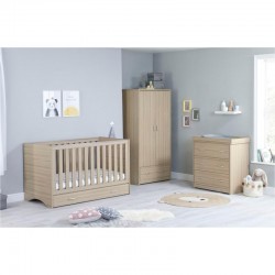 Babymore Veni 3 Piece Room Set with Drawer, Warm Oak