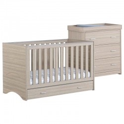 Babymore Veni 2 Piece Room Set with Drawer, Warm Oak