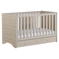 Babymore Veni Cot Bed with Drawer, Warm Oak