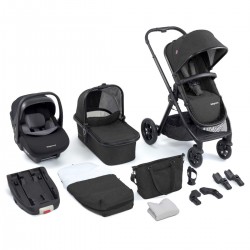 Babymore Memore V2 13 Piece Travel System with Pecan i-Size Car Seat, Black