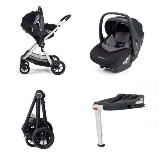 Babymore Memore V2 13 Piece Travel System with Pecan i-Size Car Seat, Black