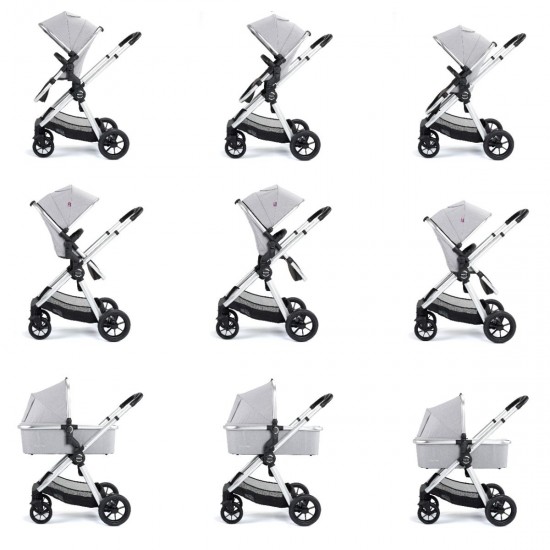 Babymore Memore V2 13 Piece Travel System with Pecan i-Size Car Seat, Silver