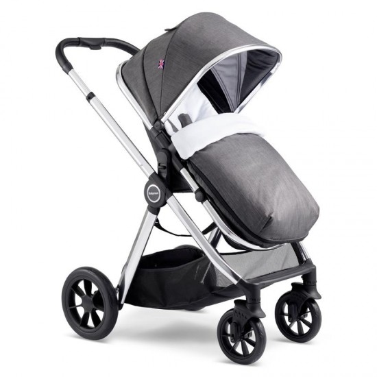 Babymore Memore V2 11 Piece Pram & Pushchair Bundle, Chrome