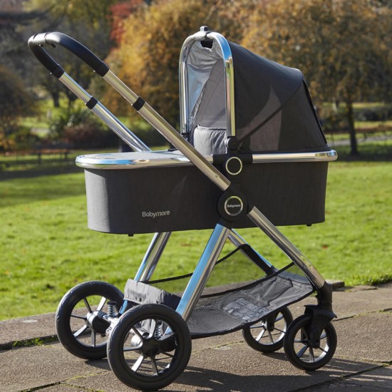 Babymore Memore V2 11 Piece Pram & Pushchair Bundle, Chrome